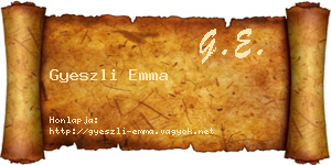 Gyeszli Emma névjegykártya